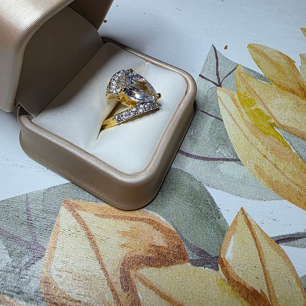 Goldtone Sterling Silver Cubic Zirconia Ring - Picture 3 of 6